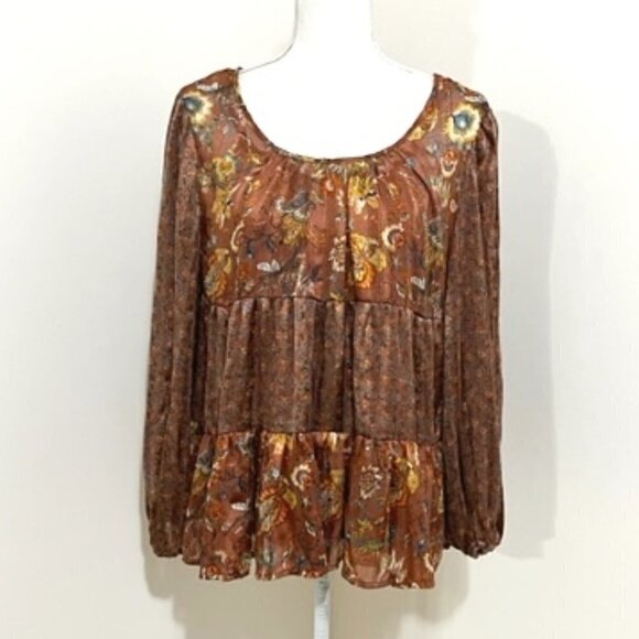 Farmers Market By One World Floral Boho Prairie Top Charming Art - Picture 1 of 6